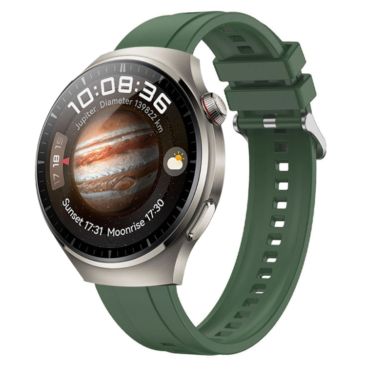 For Huawei Watch 4 Tire Pattern Silver Buckle Silicone Watch Band(Hu Yang Green) - free shipping - PMC TechLife - Order now!