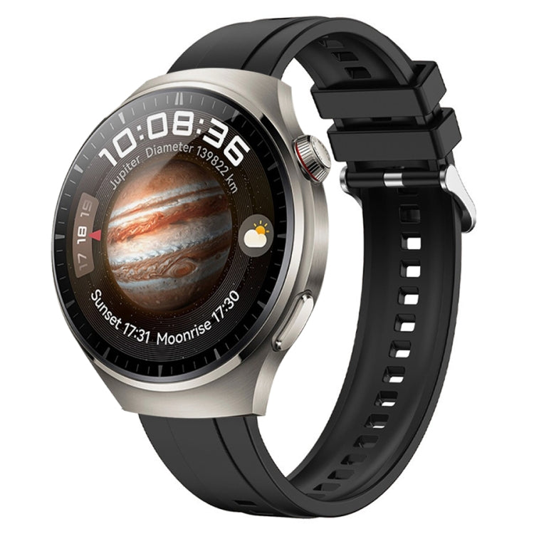 For Huawei Watch 4 Tire Pattern Silver Buckle Silicone Watch Band(Black) - Watch Bands by PMC TechLife | Online Shopping South Africa | PMC TechLife