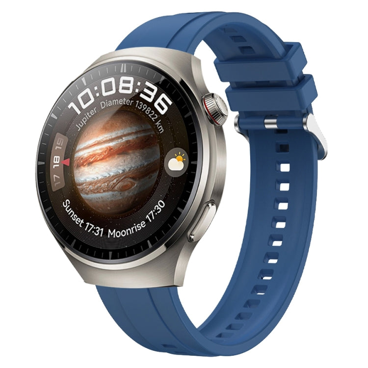 For Huawei Watch 4 Pro Tire Pattern Silver Buckle Silicone Watch Band(Blue) - Watch Bands by PMC TechLife | Online Shopping South Africa | PMC TechLife