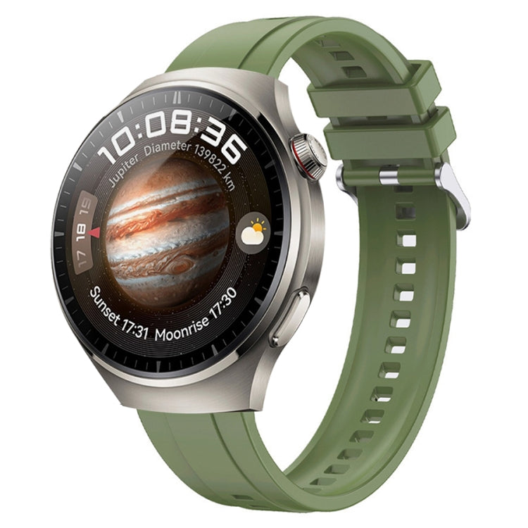 For Huawei Watch 4 Pro Tire Pattern Silver Buckle Silicone Watch Band(Green) - Watch Bands by PMC TechLife | Online Shopping South Africa | PMC TechLife
