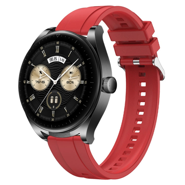 For Huawei Watch GT3 SE / Watch Buds Tire Pattern Silver Buckle Silicone Watch Band(Red) - free shipping - PMC TechLife - Order now!