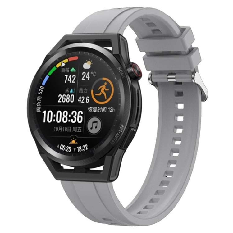 For Huawei Watch3 Pro New / GT Runner Tire Pattern Silver Buckle Silicone Watch Band(Light Gray) - Watch Bands by PMC TechLife | Online Shopping South Africa | PMC TechLife
