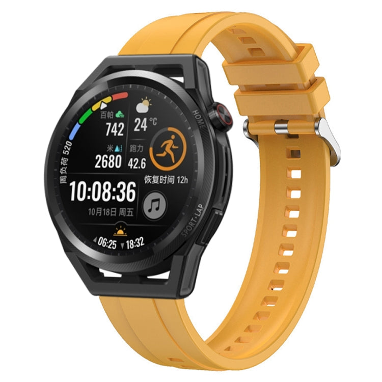 For Huawei Watch3 Pro New / GT Runner Tire Pattern Silver Buckle Silicone Watch Band(Yellow) - Watch Bands by PMC TechLife | Online Shopping South Africa | PMC TechLife