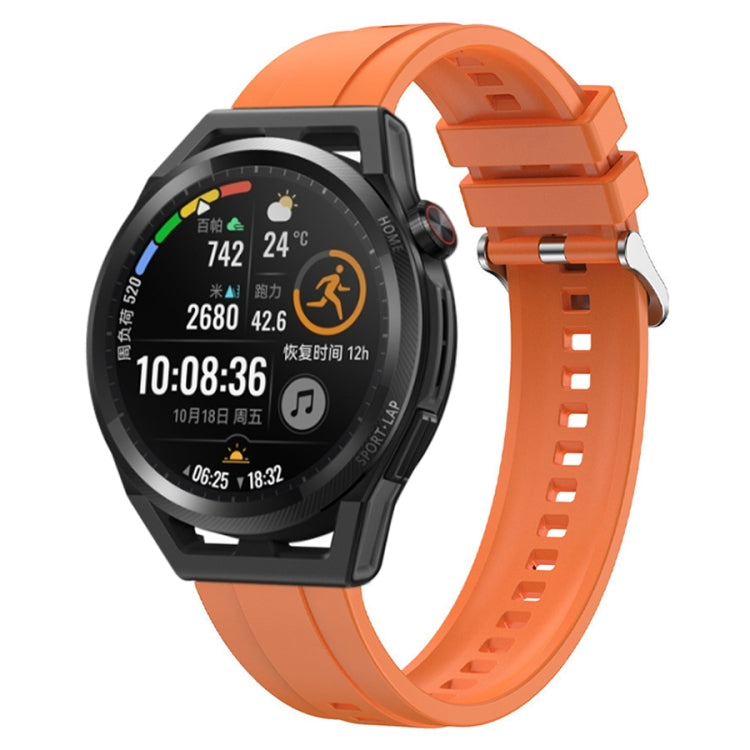 For Huawei Watch3 Pro New / GT Runner Tire Pattern Silver Buckle Silicone Watch Band(Orange) - Watch Bands by PMC TechLife | Online Shopping South Africa | PMC TechLife