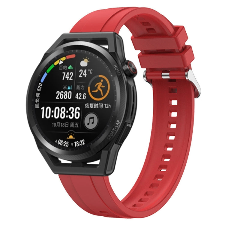 For Huawei Watch3 Pro New / GT Runner Tire Pattern Silver Buckle Silicone Watch Band(Red) - Watch Bands by PMC TechLife | Online Shopping South Africa | PMC TechLife