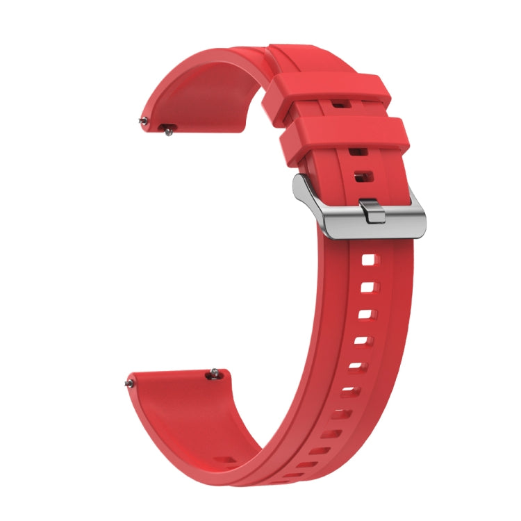 For Huawei Watch3 Pro New / GT Runner Tire Pattern Silver Buckle Silicone Watch Band(Red) - Watch Bands by PMC TechLife | Online Shopping South Africa | PMC TechLife