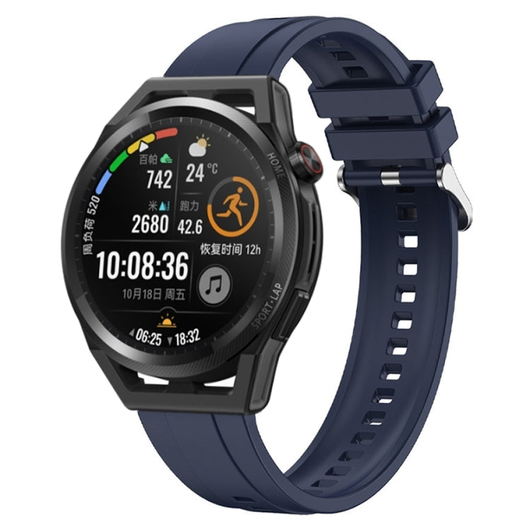 For Huawei Watch3 Pro New / GT Runner Tire Pattern Silver Buckle Silicone Watch Band(Midnight Blue) - Watch Bands by PMC TechLife | Online Shopping South Africa | PMC TechLife