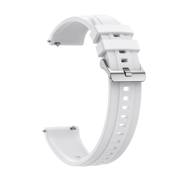 For Huawei Watch GT3 Pro 46mm Tire Pattern Silver Buckle Silicone Watch Band(White) - Watch Bands by PMC TechLife | Online Shopping South Africa | PMC TechLife