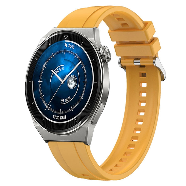 For Huawei Watch GT3 Pro 46mm Tire Pattern Silver Buckle Silicone Watch Band(Yellow) - Watch Bands by PMC TechLife | Online Shopping South Africa | PMC TechLife