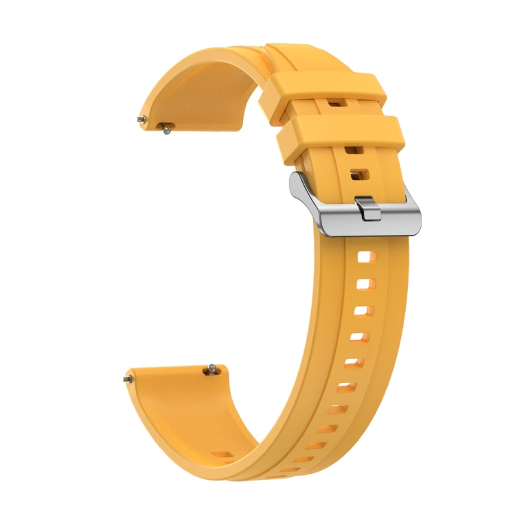 For Huawei Watch GT3 Pro 46mm Tire Pattern Silver Buckle Silicone Watch Band(Yellow) - Watch Bands by PMC TechLife | Online Shopping South Africa | PMC TechLife