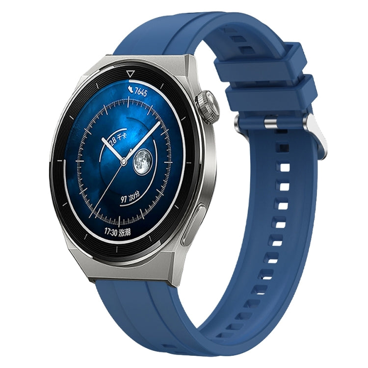 For Huawei Watch GT3 Pro 46mm Tire Pattern Silver Buckle Silicone Watch Band(Blue) - Watch Bands by PMC TechLife | Online Shopping South Africa | PMC TechLife