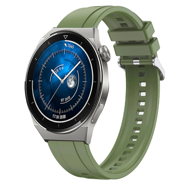 For Huawei Watch GT3 Pro 46mm Tire Pattern Silver Buckle Silicone Watch Band(Green) - Watch Bands by PMC TechLife | Online Shopping South Africa | PMC TechLife