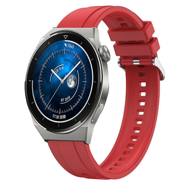 For Huawei Watch GT3 Pro 46mm Tire Pattern Silver Buckle Silicone Watch Band(Red) - Watch Bands by PMC TechLife | Online Shopping South Africa | PMC TechLife