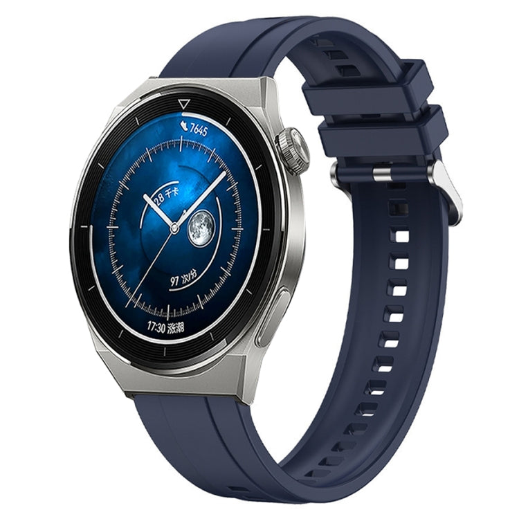 For Huawei Watch GT3 Pro 46mm Tire Pattern Silver Buckle Silicone Watch Band(Midnight Blue) - Watch Bands by PMC TechLife | Online Shopping South Africa | PMC TechLife