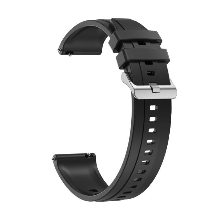 For Huawei Watch GT3 Pro 46mm Tire Pattern Silver Buckle Silicone Watch Band(Black) - Watch Bands by PMC TechLife | Online Shopping South Africa | PMC TechLife