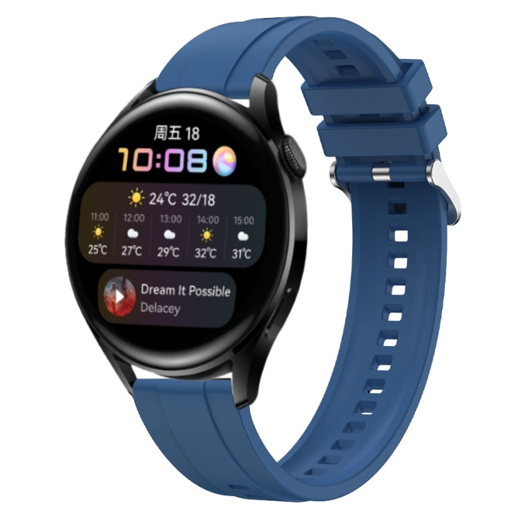For Huawei Watch 3 / 3 Pro Tire Pattern Silver Buckle Silicone Watch Band(Blue) - Watch Bands by PMC TechLife | Online Shopping South Africa | PMC TechLife