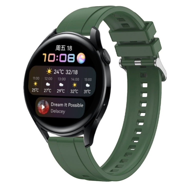 For Huawei Watch 3 / 3 Pro Tire Pattern Silver Buckle Silicone Watch Band(Hu Yang Green) - Watch Bands by PMC TechLife | Online Shopping South Africa | PMC TechLife