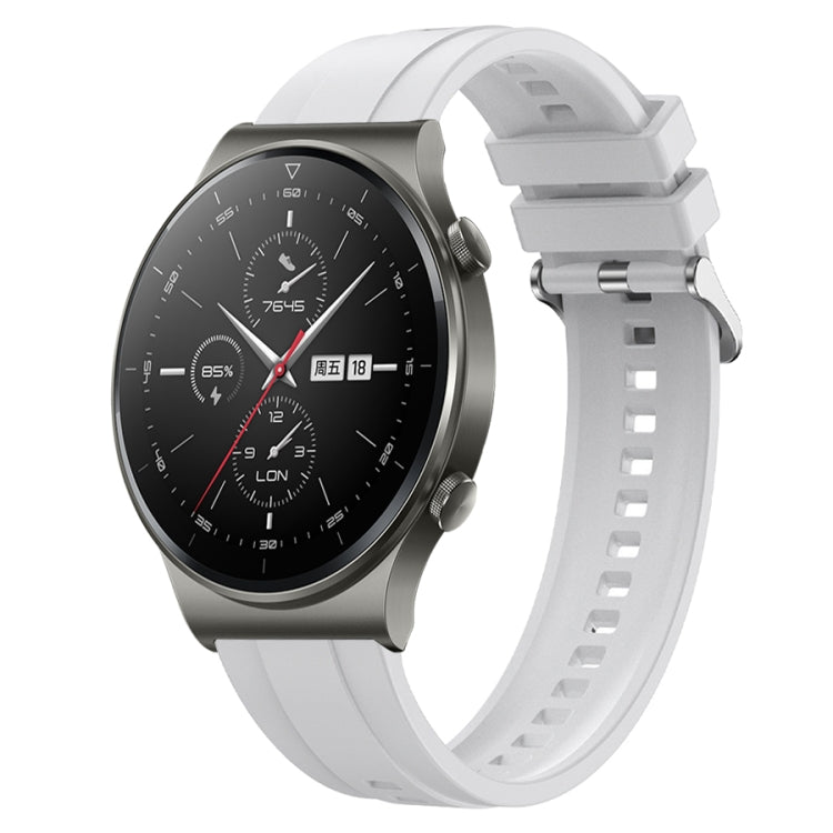 For Huawei Watch GT2 Pro / GT 2e / GT2 46mm Tire Pattern Silver Buckle Silicone Watch Band(White) - Watch Bands by PMC TechLife | Online Shopping South Africa | PMC TechLife