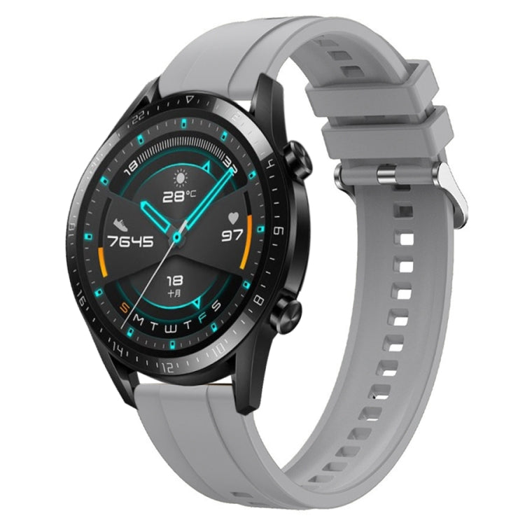For Huawei Watch GT 42mm / 46mm Tire Pattern Silver Buckle Silicone Watch Band(Light Gray) - Watch Bands by PMC TechLife | Online Shopping South Africa | PMC TechLife