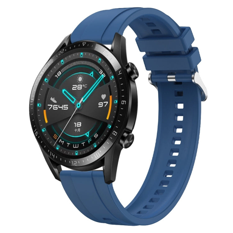 For Huawei Watch GT 42mm / 46mm Tire Pattern Silver Buckle Silicone Watch Band(Blue) - Watch Bands by PMC TechLife | Online Shopping South Africa | PMC TechLife