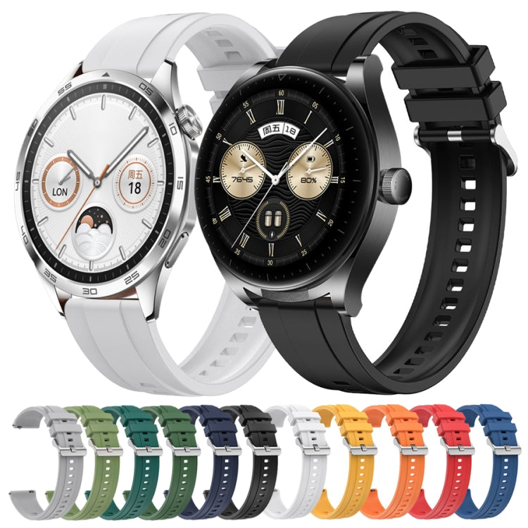 For Huawei Watch GT4 41mm Tire Pattern Silver Buckle Silicone Watch Band(Blue) - Watch Bands by PMC TechLife | Online Shopping South Africa | PMC TechLife