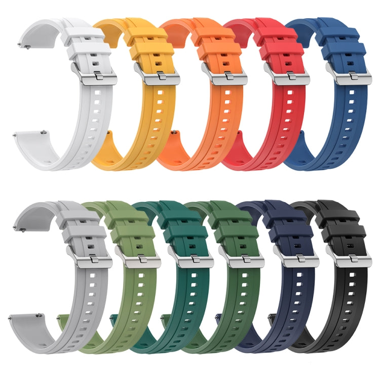 For Huawei Watch GT 42mm / 46mm Tire Pattern Silver Buckle Silicone Watch Band(White) - Watch Bands by PMC TechLife | Online Shopping South Africa | PMC TechLife