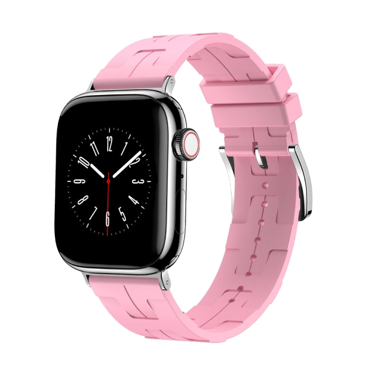 For Apple Watch Series 9 45mm H Texture Soft Silicone Buckle Watch Band(Pink) - free shipping - PMC TechLife - Order now!