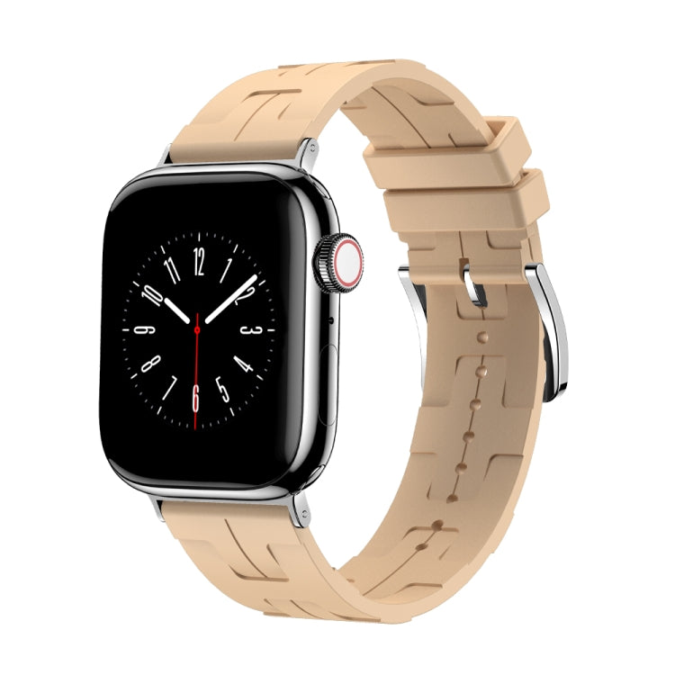 For Apple Watch Series 9 41mm H Texture Soft Silicone Buckle Watch Band(Light Yellow) - free shipping - PMC TechLife - Order now!