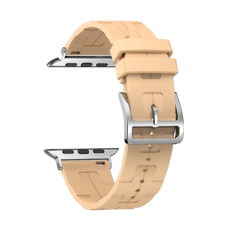 For Apple Watch Series 9 41mm H Texture Soft Silicone Buckle Watch Band(Light Yellow) - free shipping - PMC TechLife - Order now!