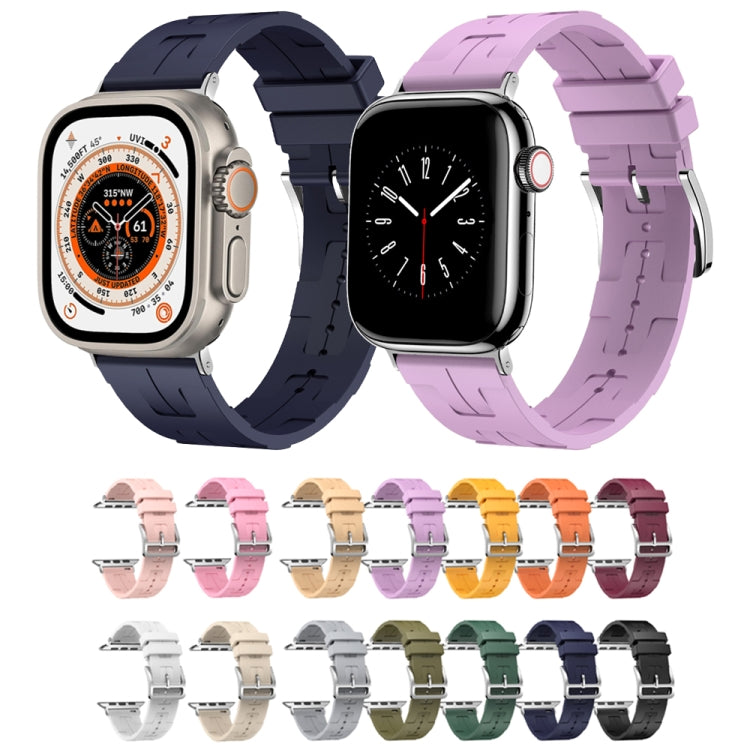 For Apple Watch Series 9 45mm H Texture Soft Silicone Buckle Watch Band(Light Yellow) - free shipping - PMC TechLife - Order now!