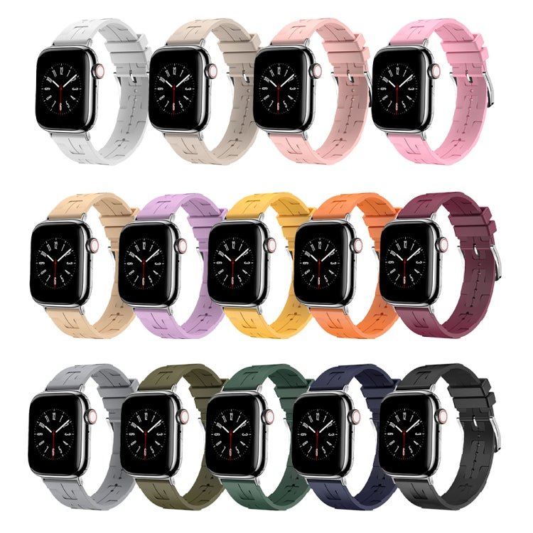 For Apple Watch Series 8 41mm H Texture Soft Silicone Buckle Watch Band(Purple) - free shipping - PMC TechLife - Order now!