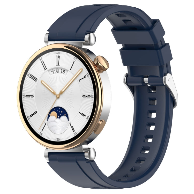For Huawei Watch GT4 41mm Official Steps Style Silver Buckle Silicone Watch Band(Midnight) - Watch Bands by PMC TechLife | Online Shopping South Africa | PMC TechLife