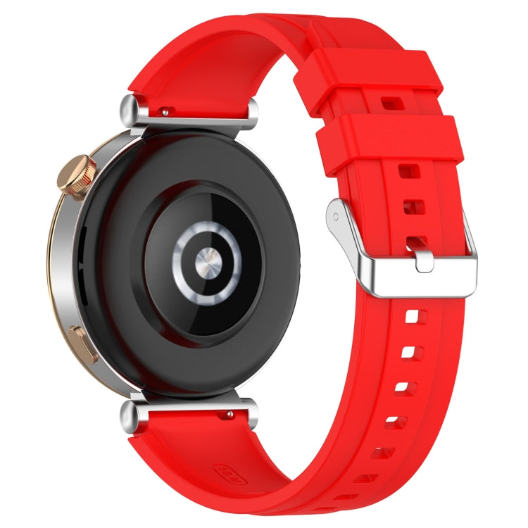 For Huawei Watch GT4 41mm Official Steps Style Silver Buckle Silicone Watch Band(Red) - Watch Bands by PMC TechLife | Online Shopping South Africa | PMC TechLife
