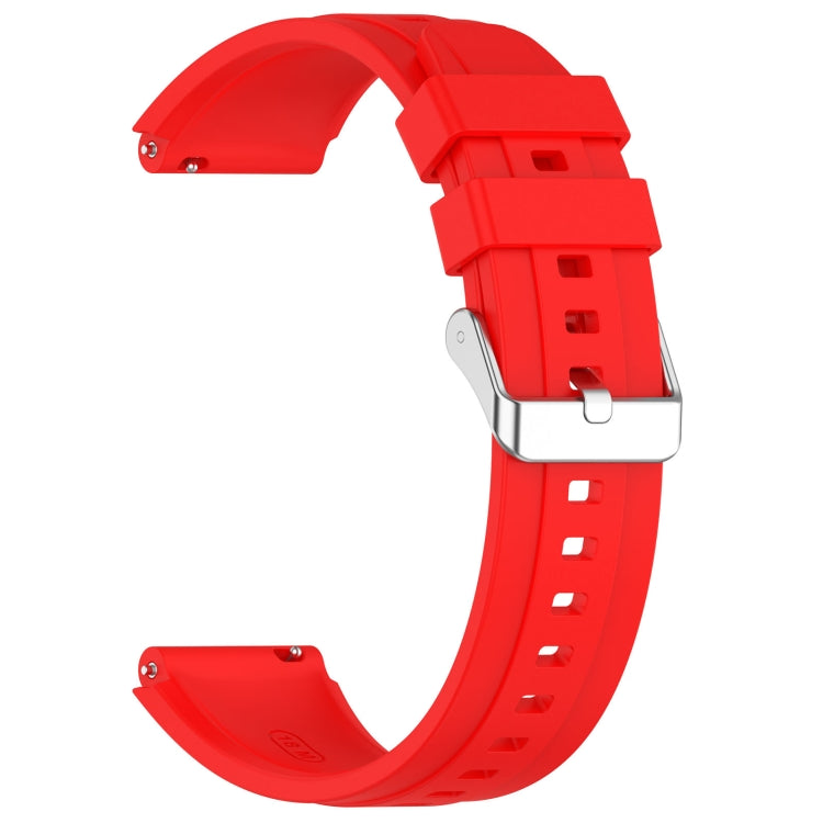For Huawei Watch GT4 41mm Official Steps Style Silver Buckle Silicone Watch Band(Red) - Watch Bands by PMC TechLife | Online Shopping South Africa | PMC TechLife