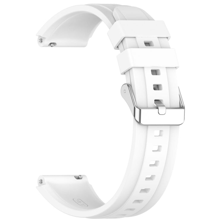 For Huawei Watch GT4 41mm Official Steps Style Silver Buckle Silicone Watch Band(White) - Watch Bands by PMC Jewellery | Online Shopping South Africa | PMC Jewellery