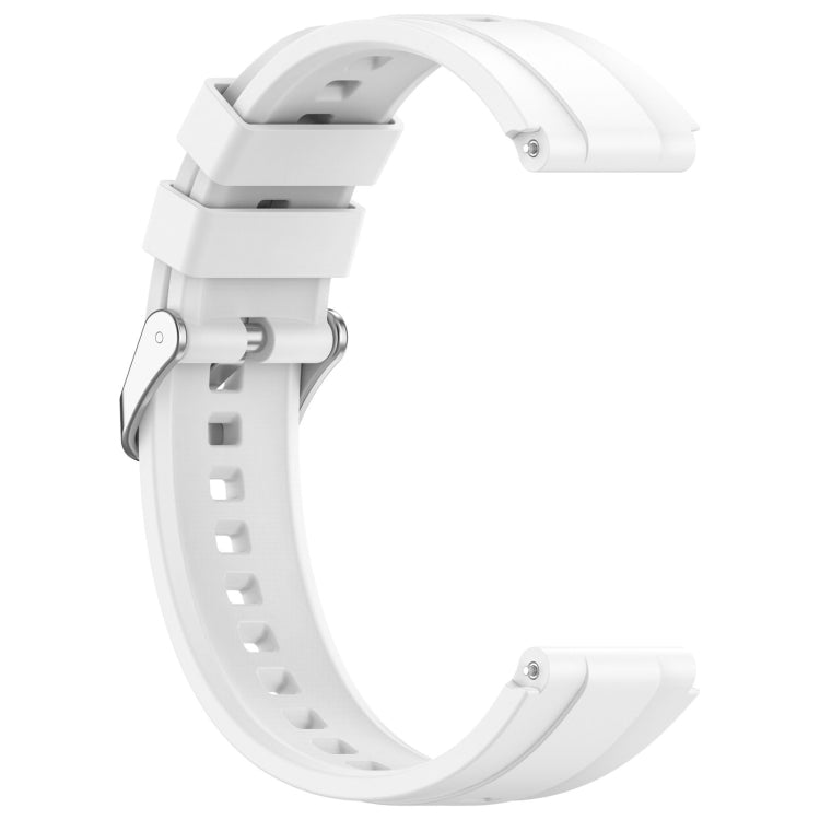 For Huawei Watch GT4 46mm Official Steps Style Silver Buckle Silicone Watch Band(White) - Watch Bands by PMC TechLife | Online Shopping South Africa | PMC TechLife