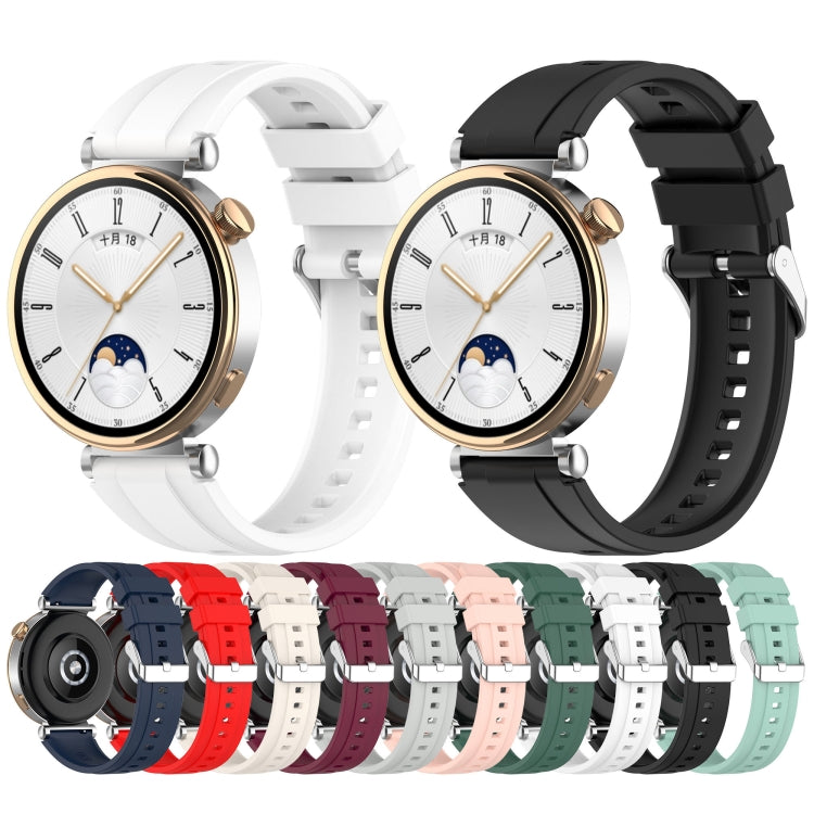 For Huawei Watch GT4 41mm Official Steps Style Silver Buckle Silicone Watch Band(White) - Watch Bands by PMC Jewellery | Online Shopping South Africa | PMC Jewellery