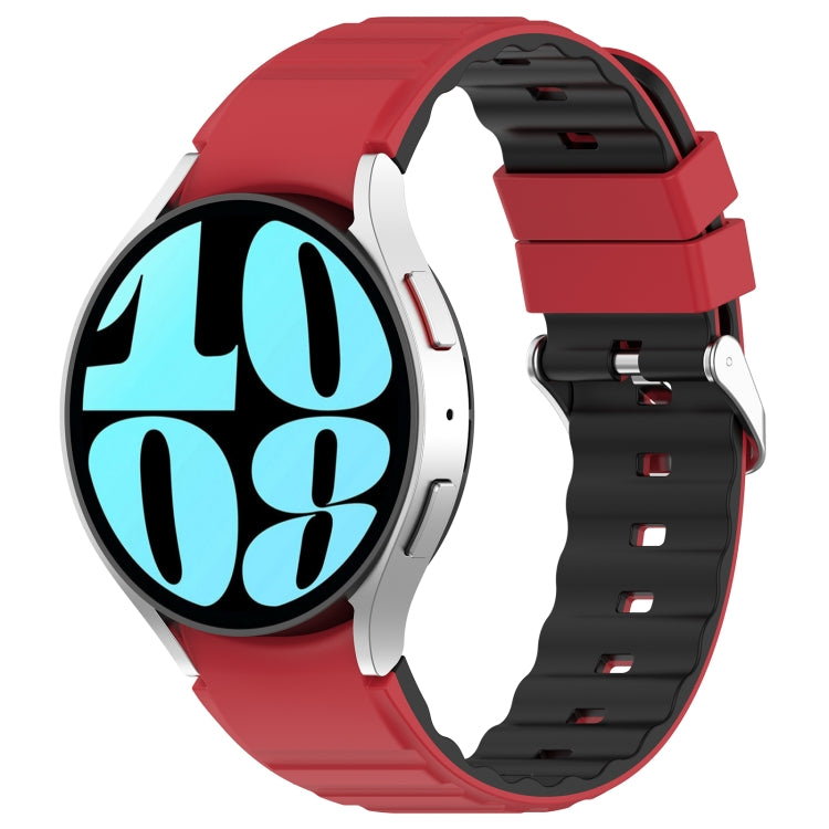 For Samsung Galaxy Watch 6 Classic Two Color Horizontal Silicone Watch Band(Red Black) - Watch Bands by PMC TechLife | Online Shopping South Africa | PMC TechLife