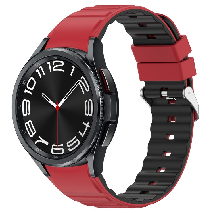 For Samsung Galaxy Watch 6 Classic Two Color Horizontal Silicone Watch Band(Red Black) - Watch Bands by PMC TechLife | Online Shopping South Africa | PMC TechLife