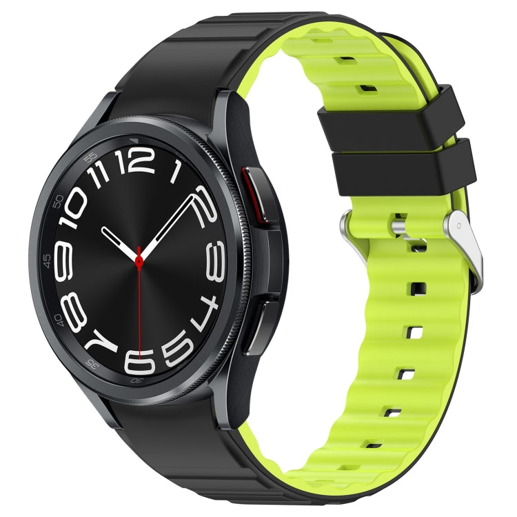 For Samsung Galaxy Watch 6 Classic Two Color Horizontal Silicone Watch Band(Black Green) - Watch Bands by PMC TechLife | Online Shopping South Africa | PMC TechLife