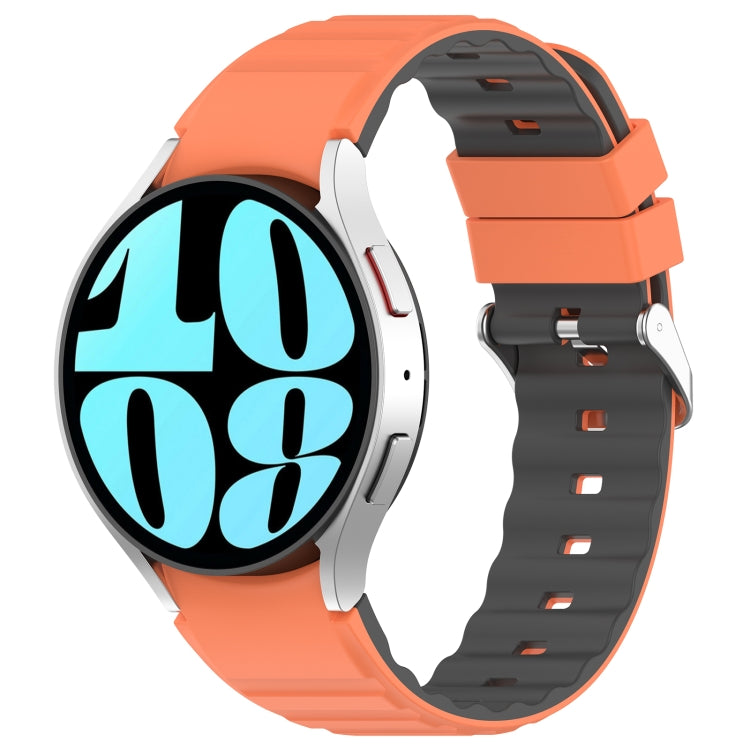 For Samsung Galaxy Watch 6 Classic Two Color Horizontal Silicone Watch Band(Orange Grey) - Watch Bands by PMC TechLife | Online Shopping South Africa | PMC TechLife