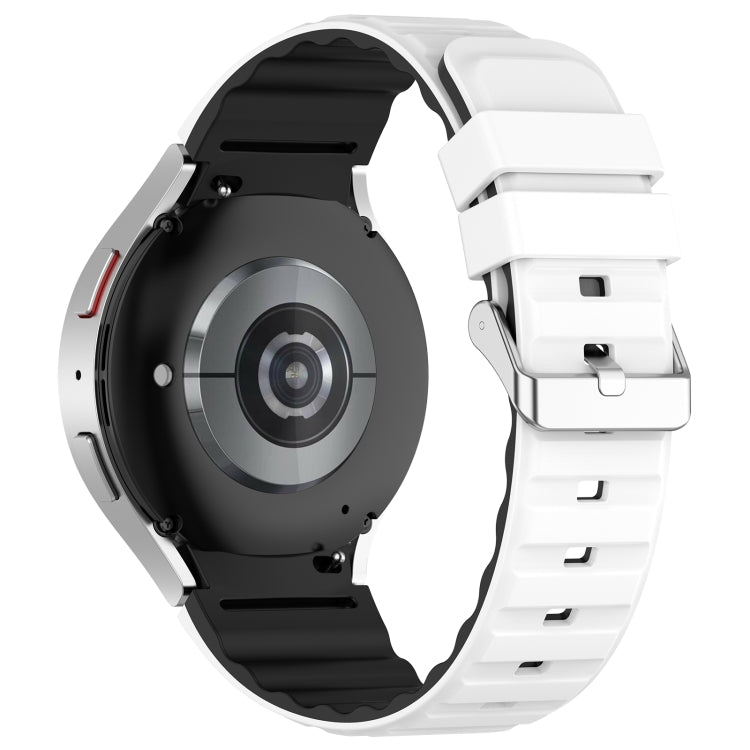 For Samsung Galaxy Watch 6 Classic Two Color Horizontal Silicone Watch Band(White Black) - Watch Bands by PMC TechLife | Online Shopping South Africa | PMC TechLife
