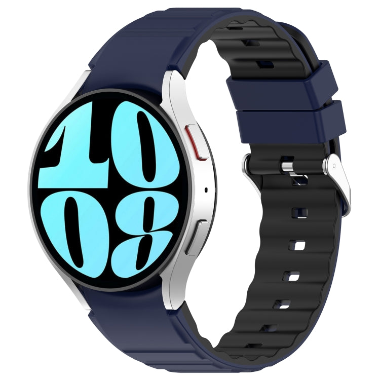For Samsung Galaxy Watch 6 Classic Two Color Horizontal Silicone Watch Band(Blue Black) - Watch Bands by PMC TechLife | Online Shopping South Africa | PMC TechLife