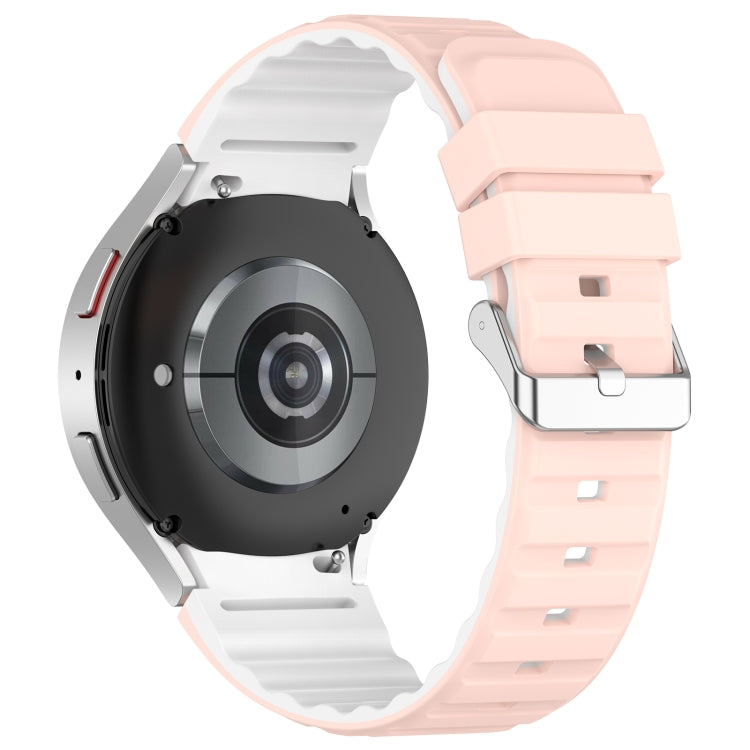 For Samsung Galaxy Watch 6 Two Color Horizontal Silicone Watch Band(Pink White) - Watch Bands by PMC TechLife | Online Shopping South Africa | PMC TechLife