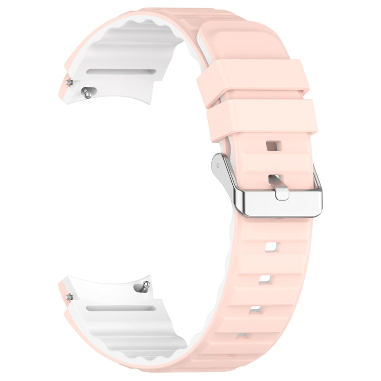 For Samsung Galaxy Watch 6 Two Color Horizontal Silicone Watch Band(Pink White) - Watch Bands by PMC TechLife | Online Shopping South Africa | PMC TechLife