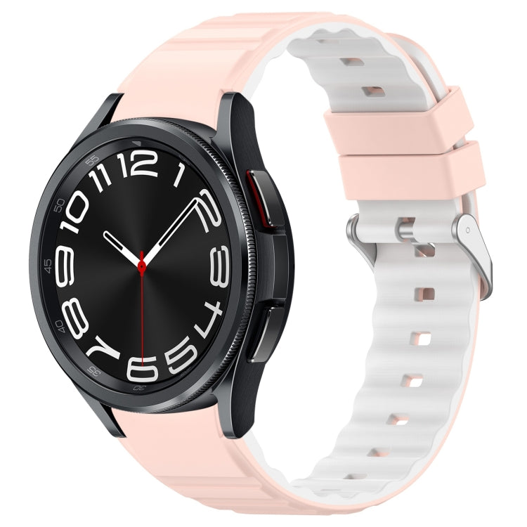 For Samsung Galaxy Watch 6 Two Color Horizontal Silicone Watch Band(Pink White) - Watch Bands by PMC TechLife | Online Shopping South Africa | PMC TechLife