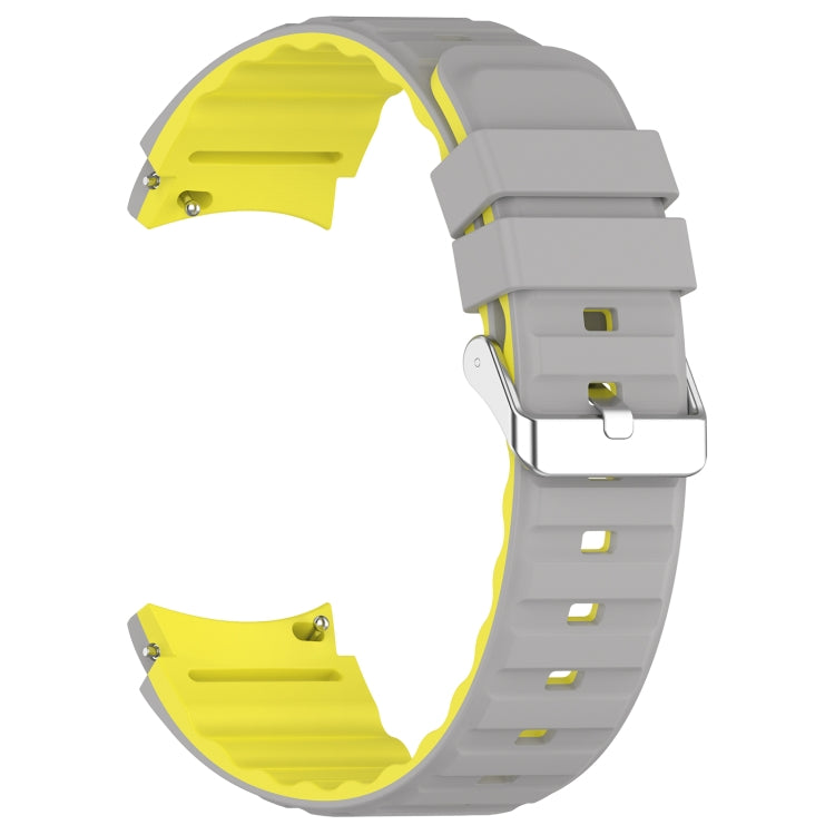 For Samsung Galaxy Watch 6 Two Color Horizontal Silicone Watch Band(Grey Yellow) - Watch Bands by PMC TechLife | Online Shopping South Africa | PMC TechLife
