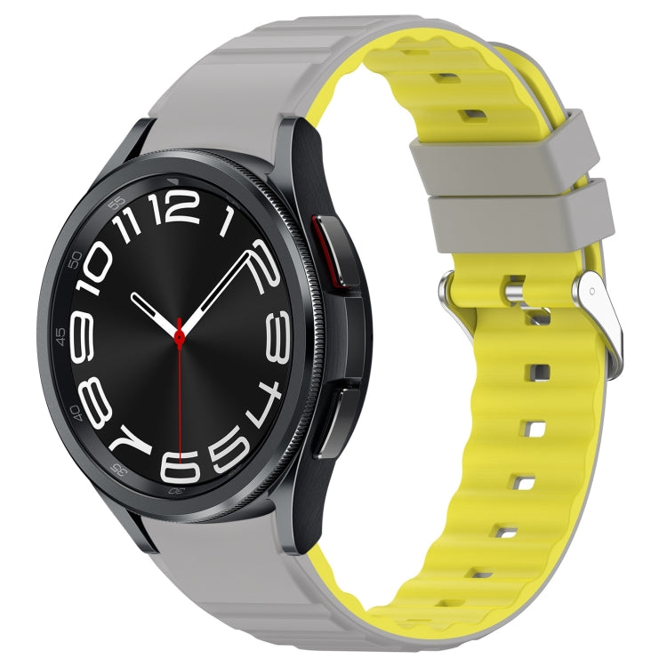 For Samsung Galaxy Watch 6 Two Color Horizontal Silicone Watch Band(Grey Yellow) - Watch Bands by PMC TechLife | Online Shopping South Africa | PMC TechLife