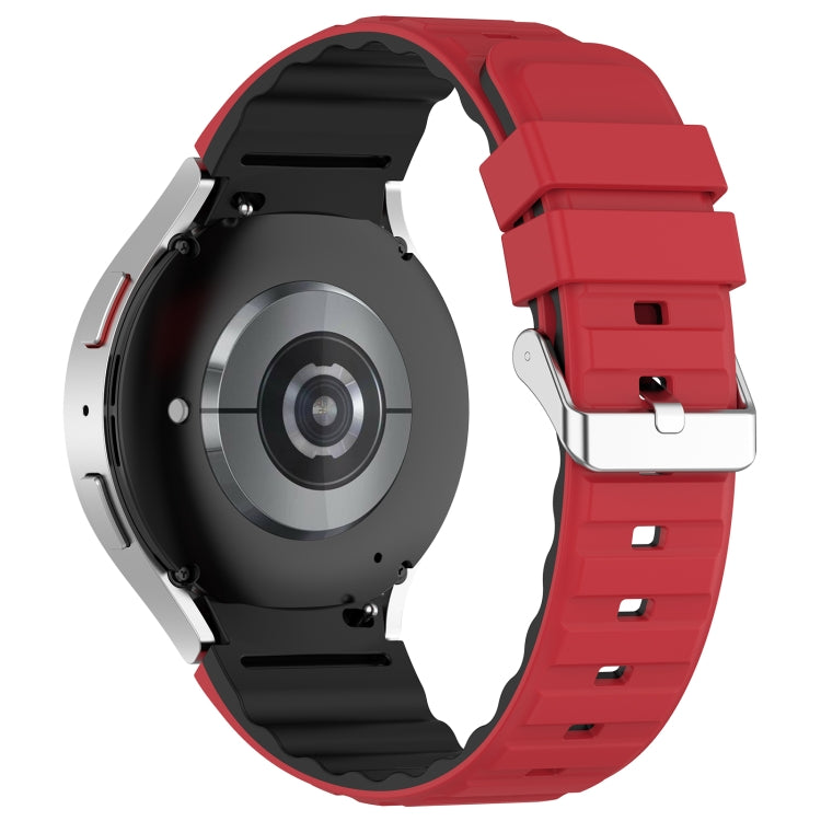 For Samsung Galaxy Watch 6 Two Color Horizontal Silicone Watch Band(Red Black) - Watch Bands by PMC TechLife | Online Shopping South Africa | PMC TechLife