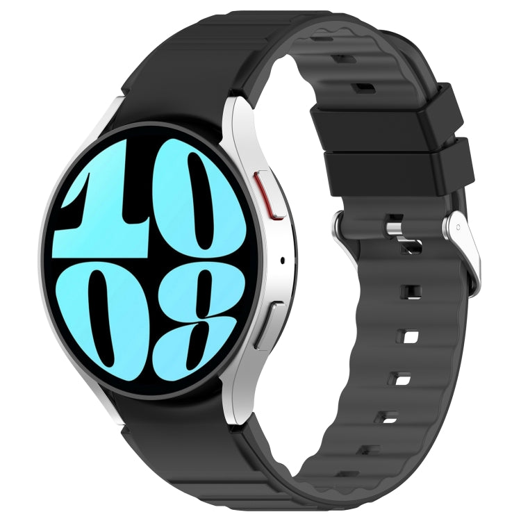 For Samsung Galaxy Watch 6 Two Color Horizontal Silicone Watch Band(Black Grey) - Watch Bands by PMC TechLife | Online Shopping South Africa | PMC TechLife